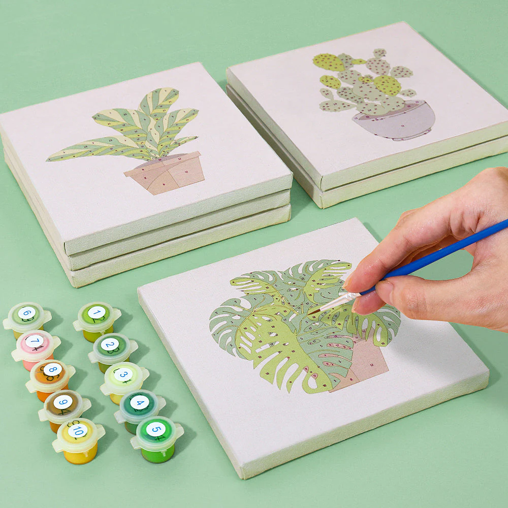 9 Mini Paintings – Indoor Plants Set | Paint by Numbers - Image 8