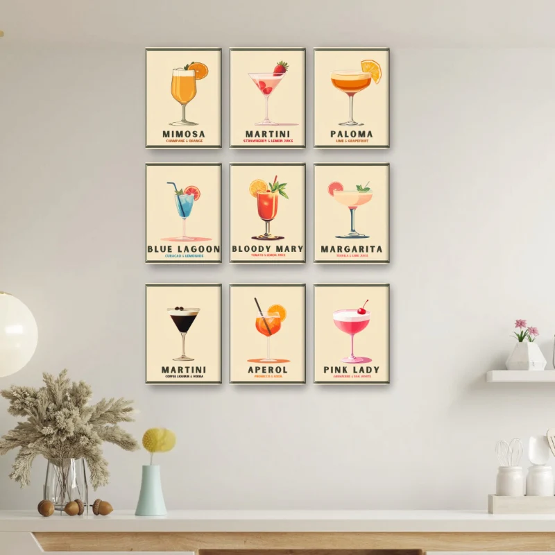 9 Mini Paintings – Pastel Cocktail Poster Set - Image 2