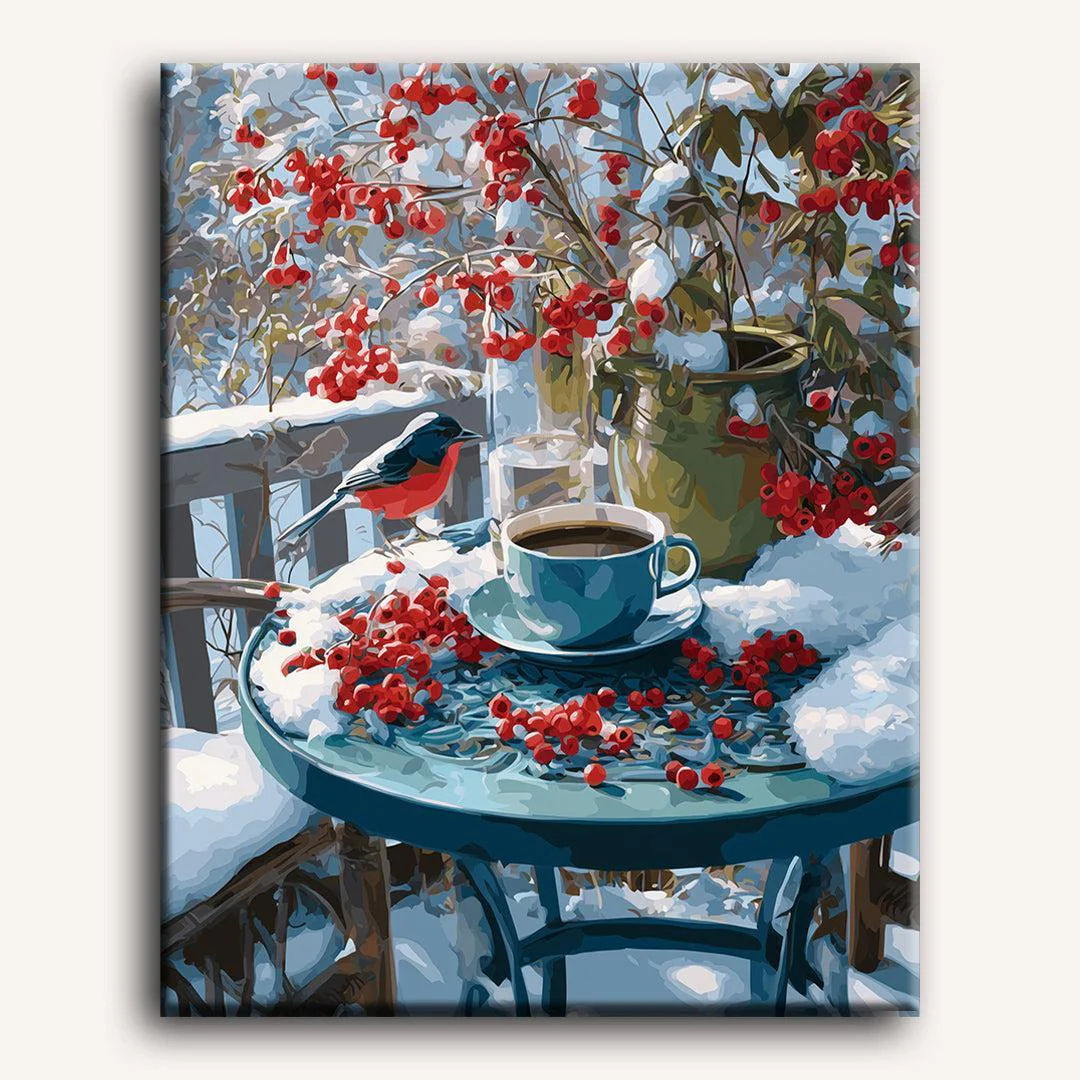 A snowy terrace | Paint by Number - Image 2