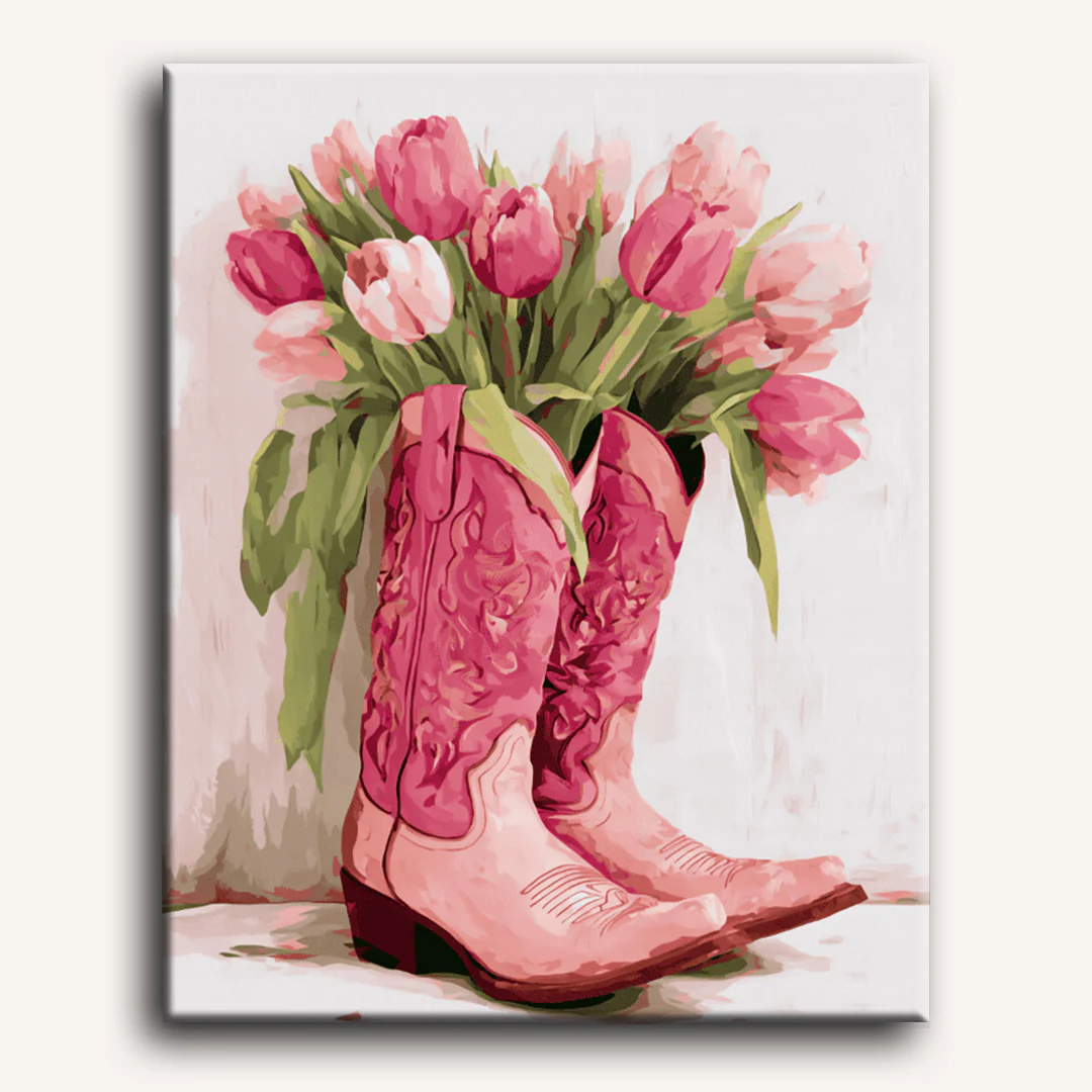 A tulip cowgirl boots | Paint by Number - Image 2