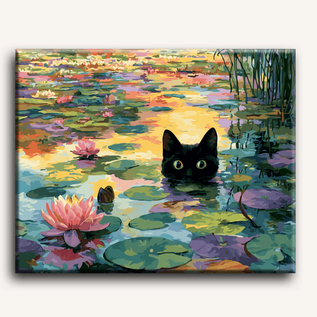 A Water lilies cat | Paint by Number - Image 2
