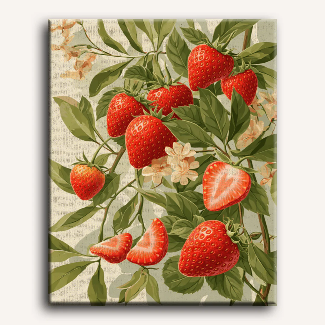 Blooming Strawberries | Paint by Number - Image 2