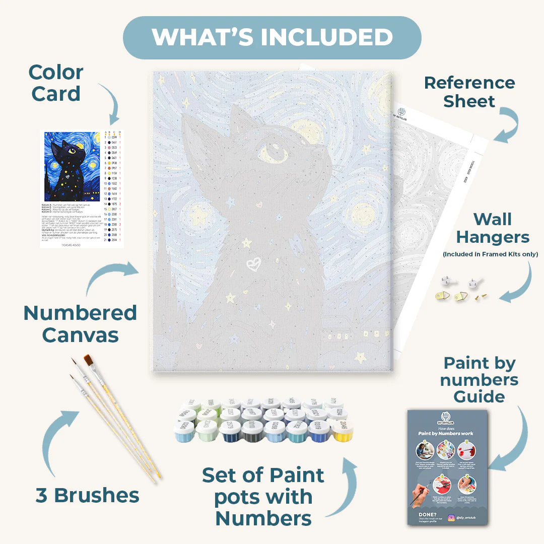 Cat at the Starry Night | Paint by Number - Image 3