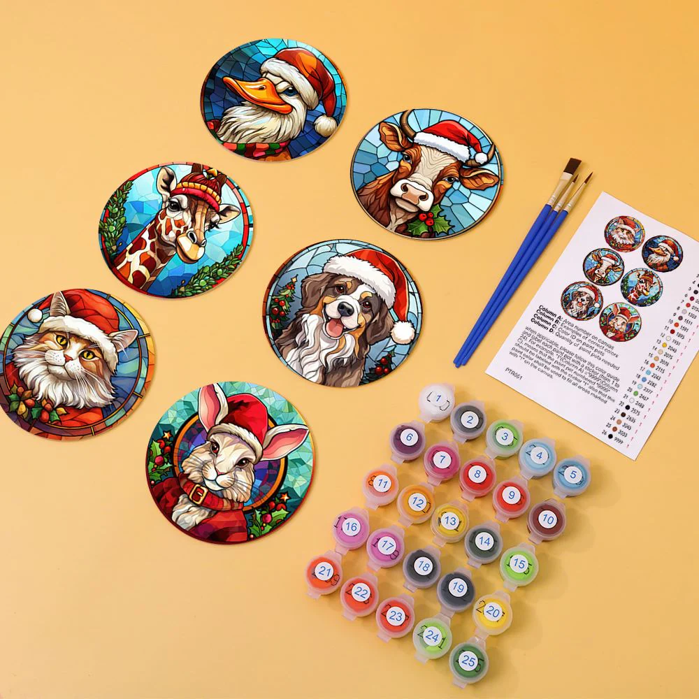 Christmas Coasters | 6 Pieces | Paint by Numbers - Image 3