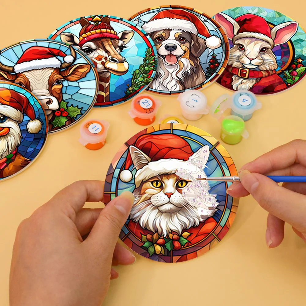 Christmas Coasters | 6 Pieces | Paint by Numbers - Image 5