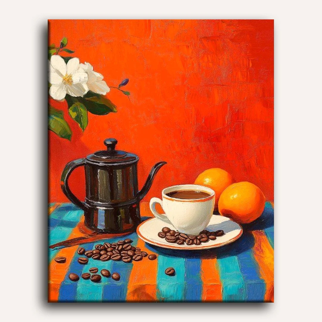 Coffee and oranges | Paint by Numbers - Image 2