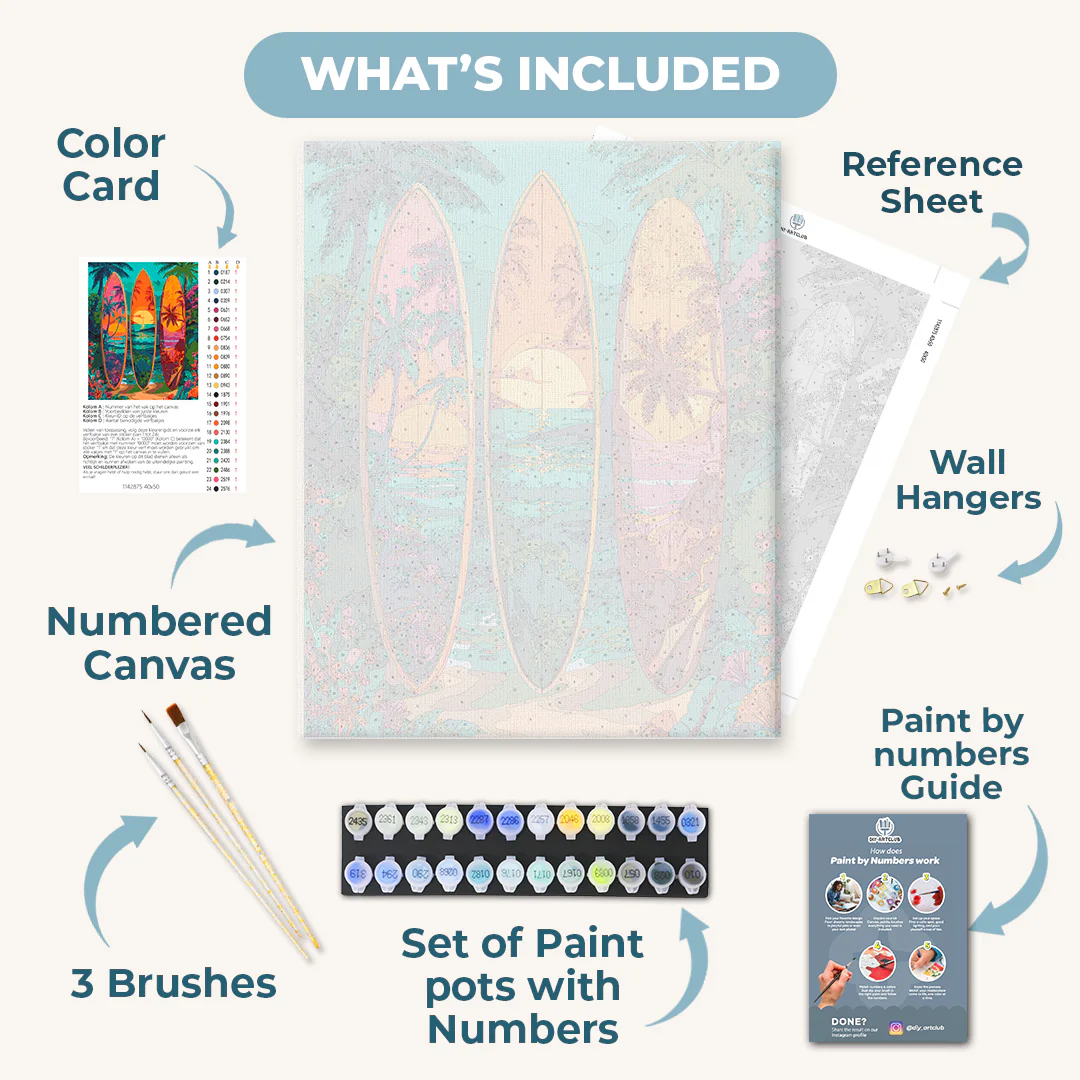 Colorful surfboards | Paint by Number - Image 3