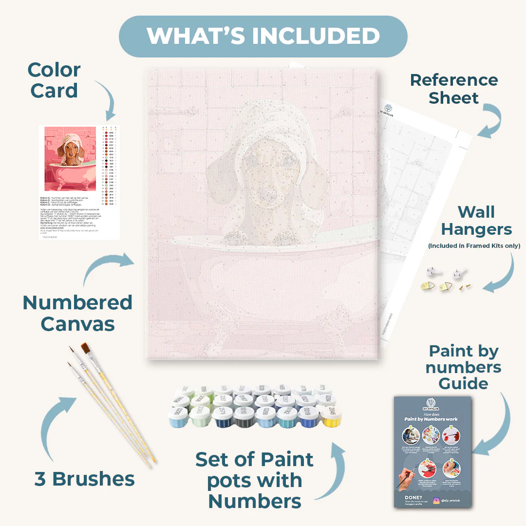 Dachshund in bath | Paint by Number - Image 3
