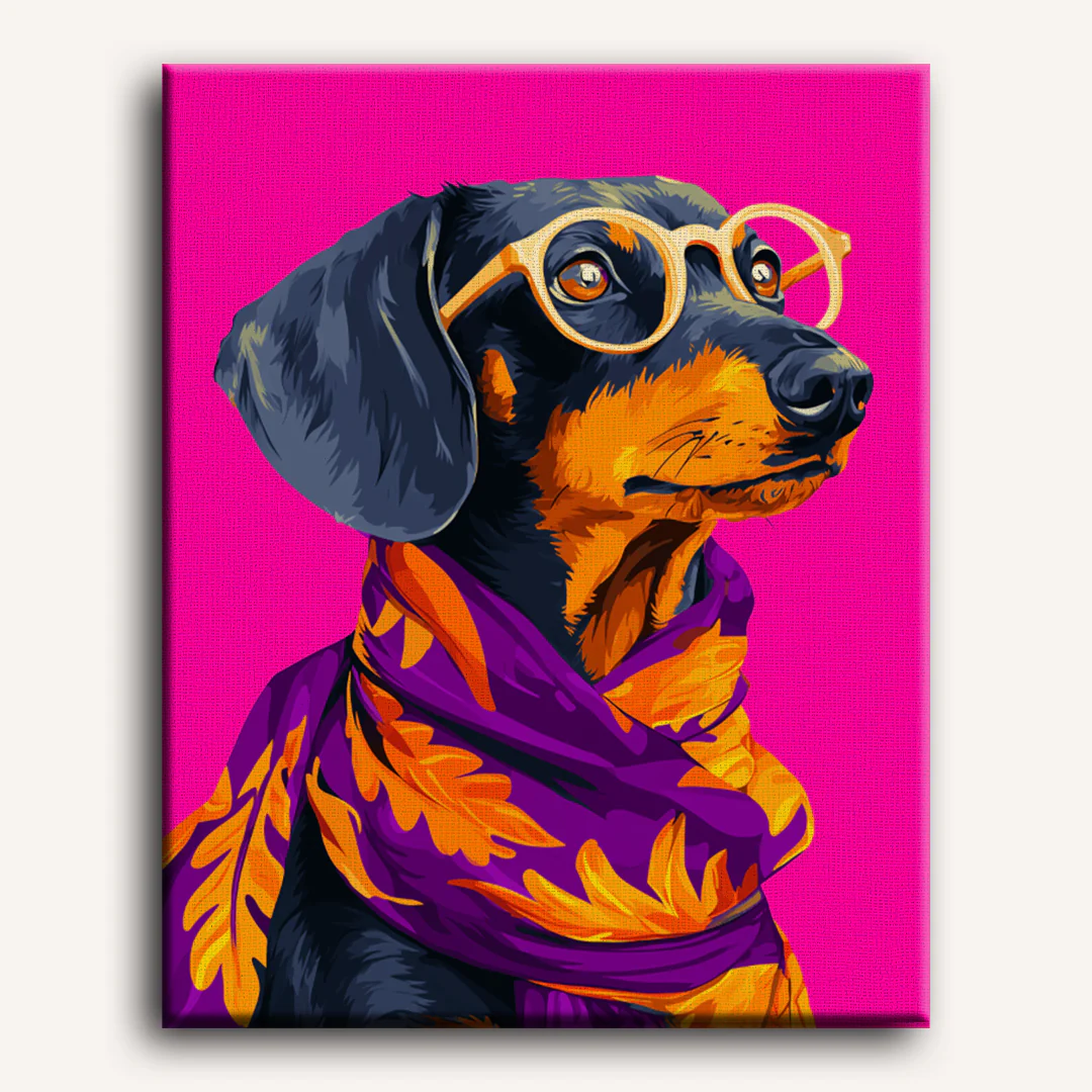 Dachshund with Glasses | Paint by Number - Image 2