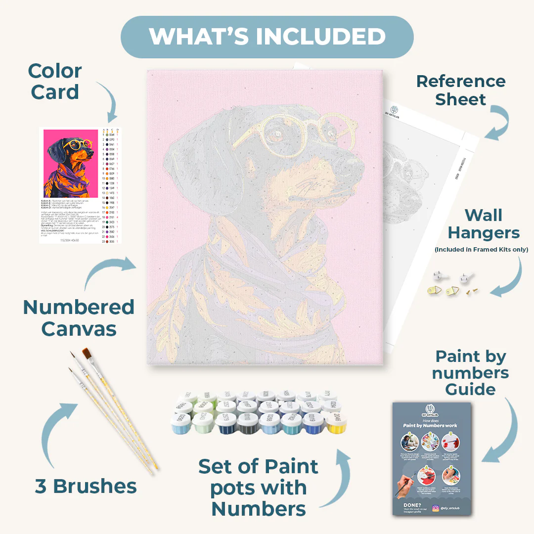 Dachshund with Glasses | Paint by Number - Image 3