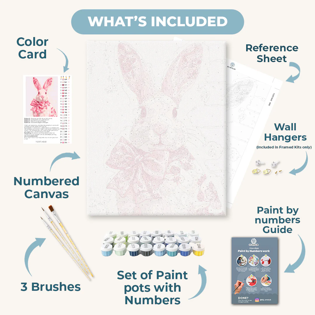 Delft Pink Bunny | Paint by Number - Image 3