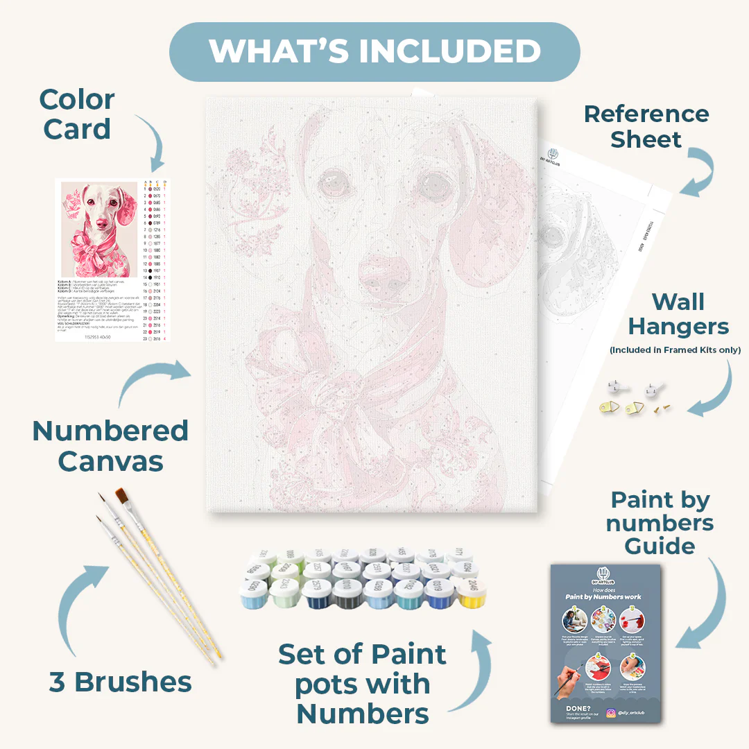 Delft Pink Dachshund | Paint by Number - Image 3