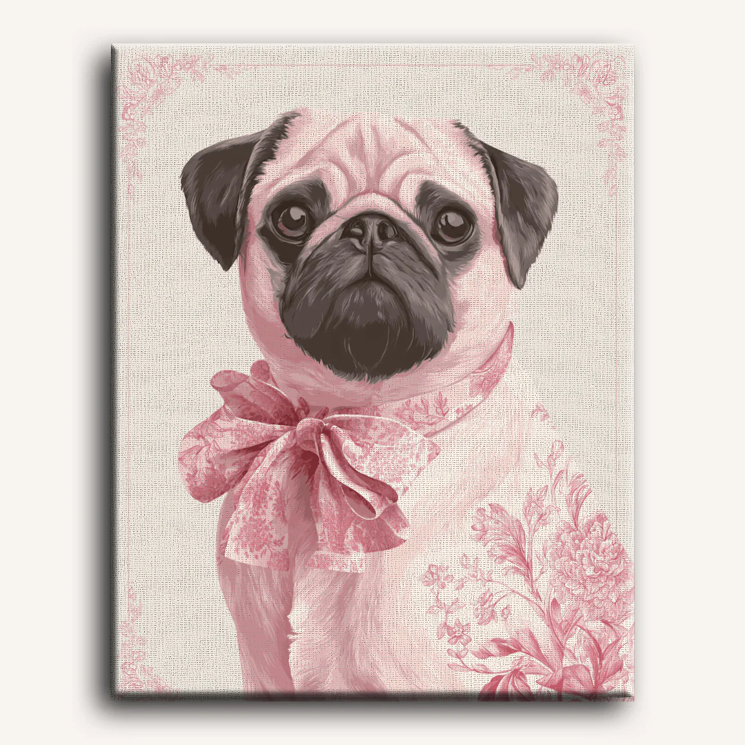 Delft Pink Pug | Paint by Number - Image 2