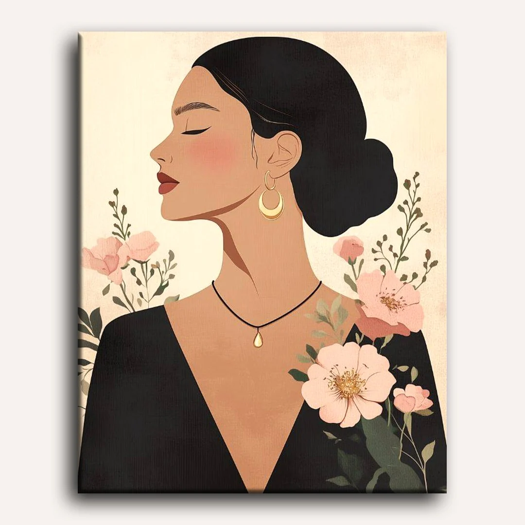 Elegant Flower Woman | Paint by Numbers - Image 2
