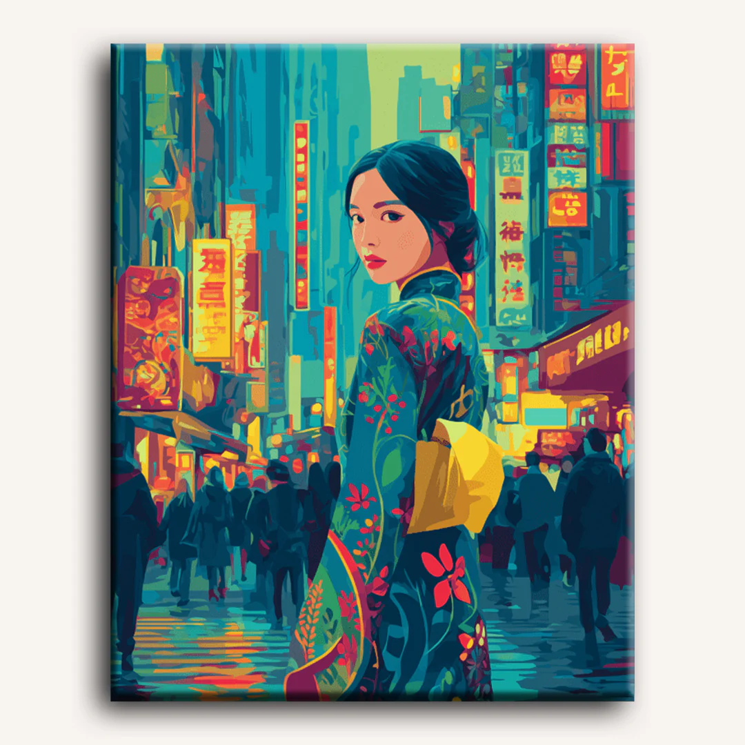 Geisha in Tokyo | Paint by Number - Image 2