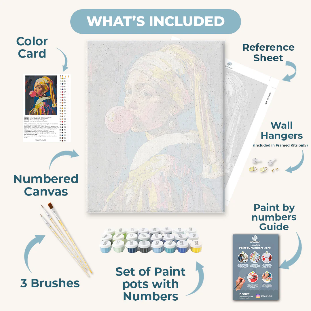 Girl with a pearl earring Bubblegum | Paint by Numbers - Image 3