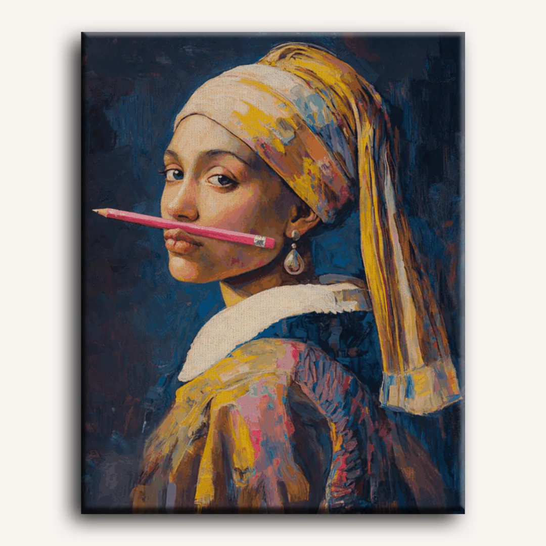 Girl with a Pencil | Paint by Number - Image 2