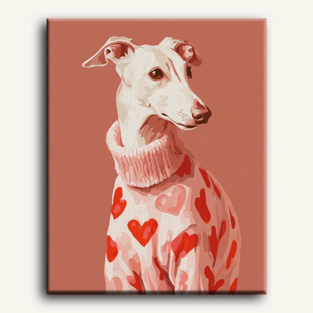 Greyhound in Pink | Paint by Number - Image 2