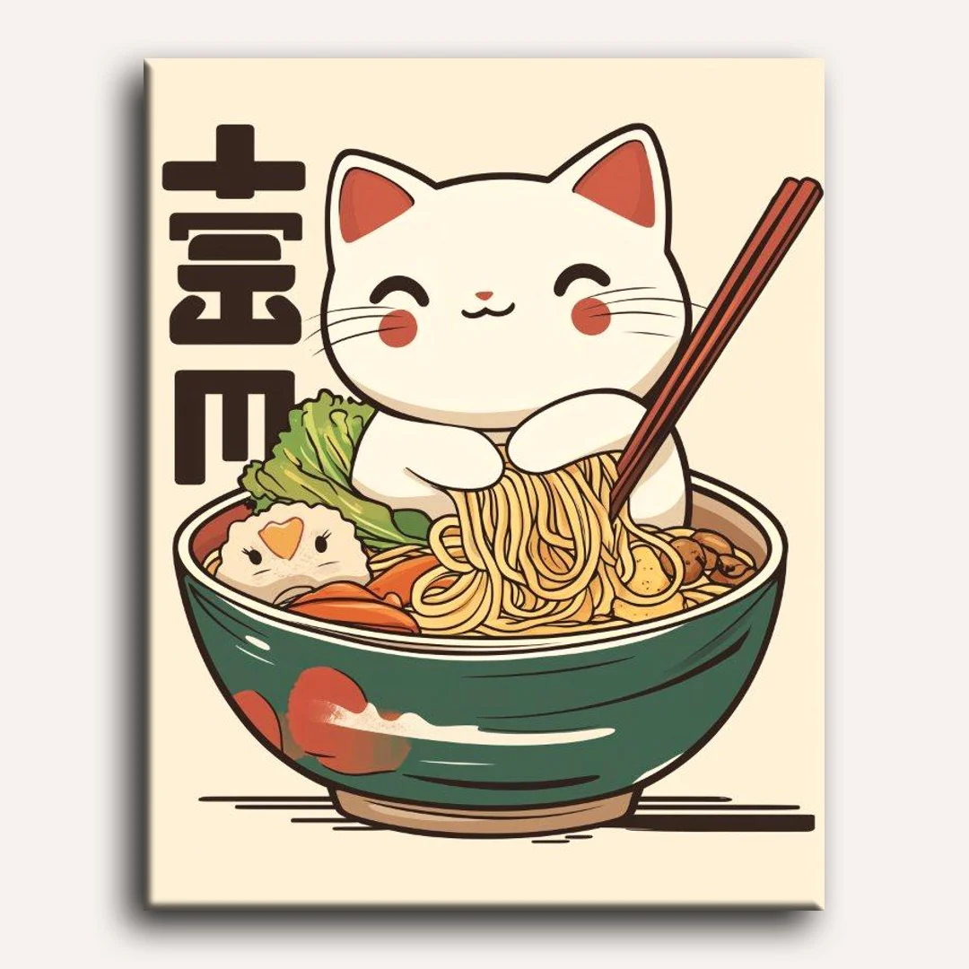 Happy Japanese cat | Paint by Numbers - Image 2