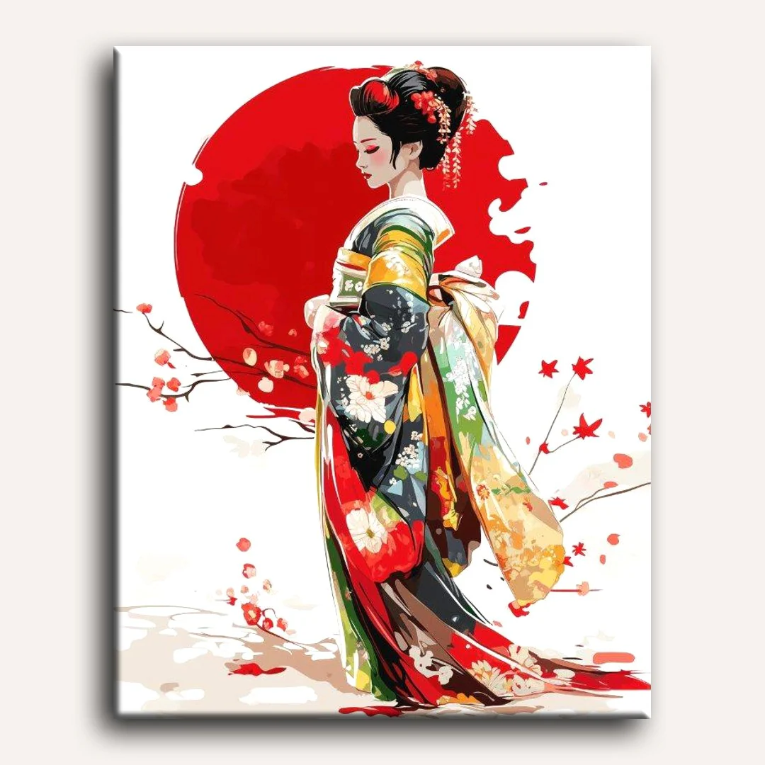 Japanese Geisha | Paint by Numbers - Image 2
