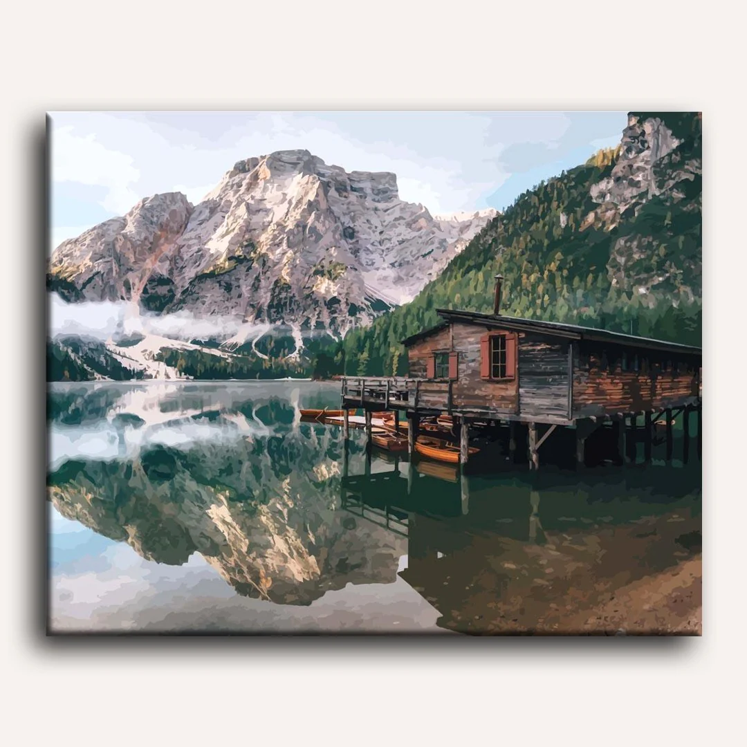 Lake Braies in the Dolomites - Italy (South Tyrol) | Paint by Numbers - Image 2