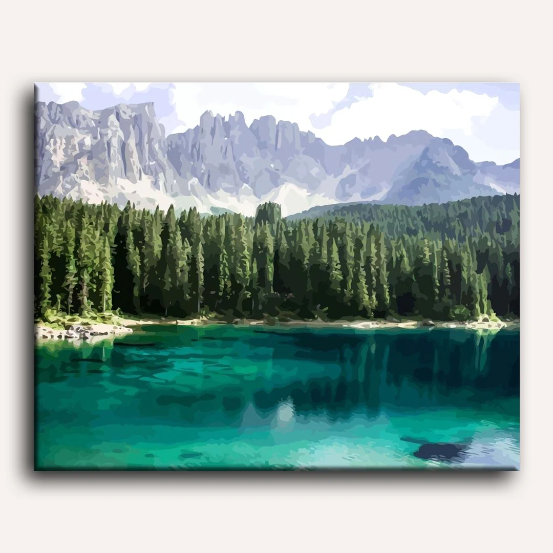 Lake - Forest and Mountains | Paint by Numbers - Image 2
