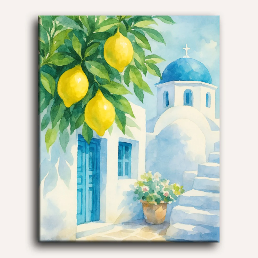 Lemons in Santorini | Paint by Number - Image 2