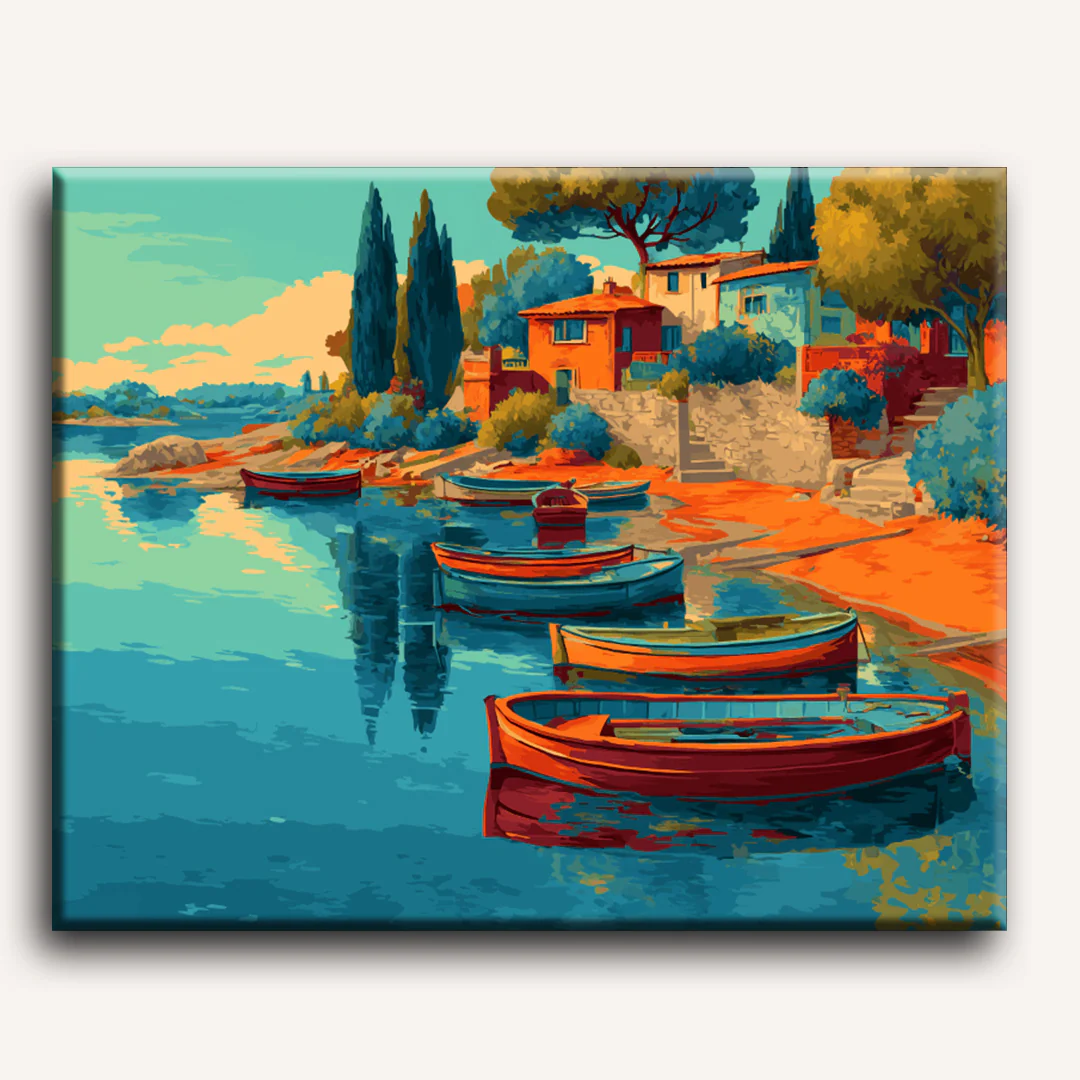 Mediterranean Harbor | Paint by Number - Image 2