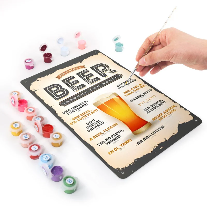 Metal Paint by Number Poster – Beer around the world - Image 3