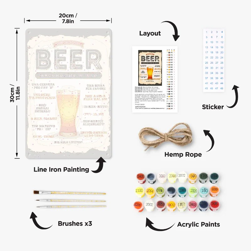 Metal Paint by Number Poster – Beer around the world - Image 7