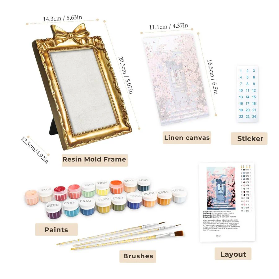 Mini Painting with Picture Frame – Blossoms at the Door - Image 2