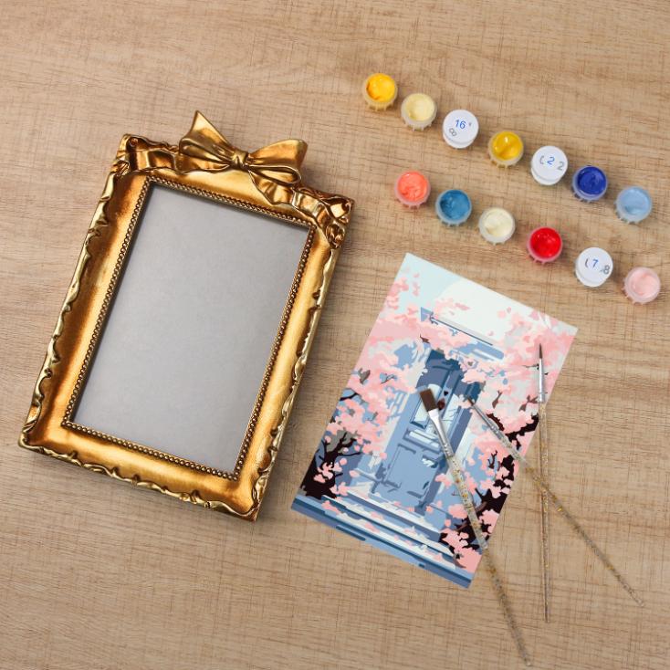 Mini Painting with Picture Frame – Blossoms at the Door - Image 3
