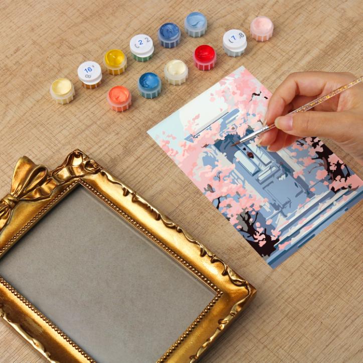 Mini Painting with Picture Frame – Blossoms at the Door - Image 4