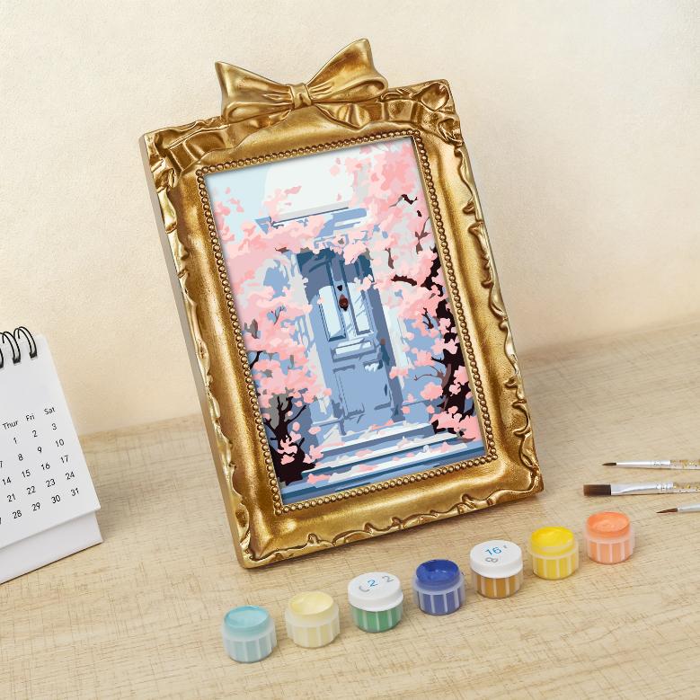 Mini Painting with Picture Frame – Blossoms at the Door - Image 5