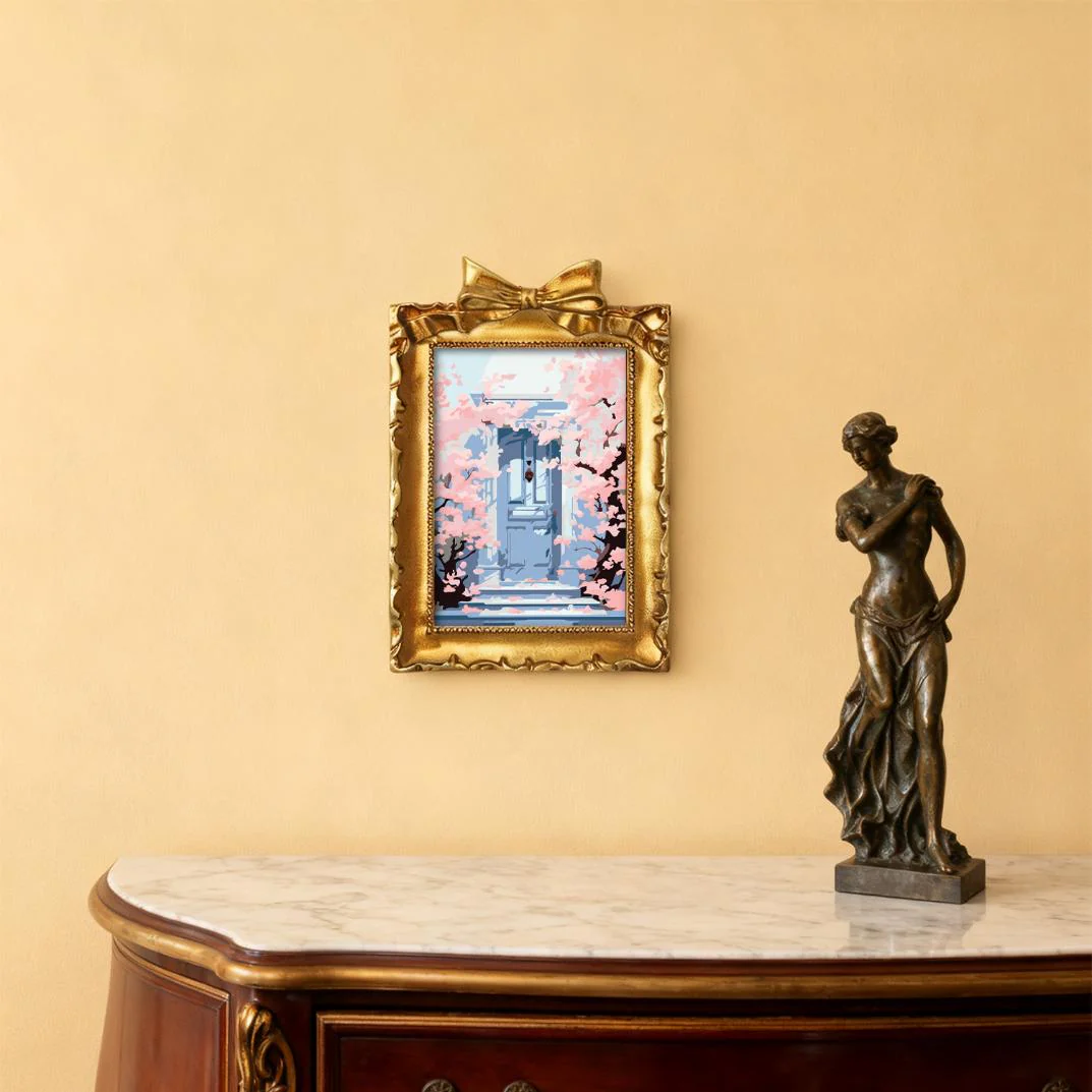 Mini Painting with Picture Frame – Blossoms at the Door - Image 8