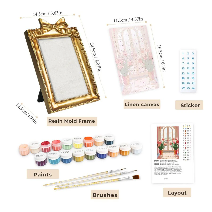 Mini Painting with Picture Frame – Tulips at the Door - Image 2