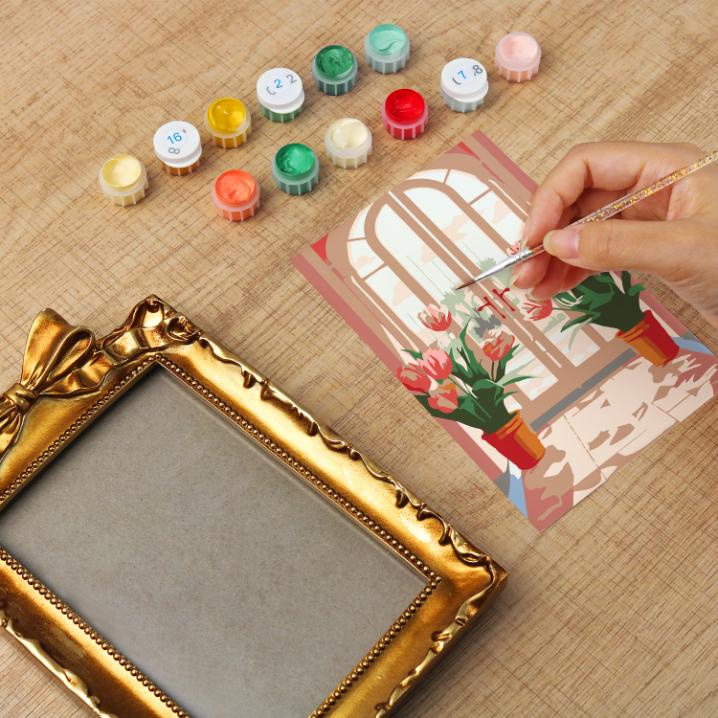 Mini Painting with Picture Frame – Tulips at the Door - Image 4