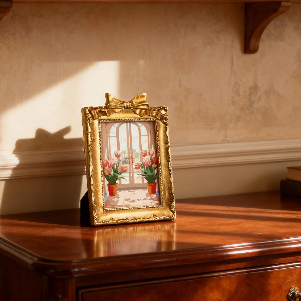 Mini Painting with Picture Frame – Tulips at the Door - Image 6