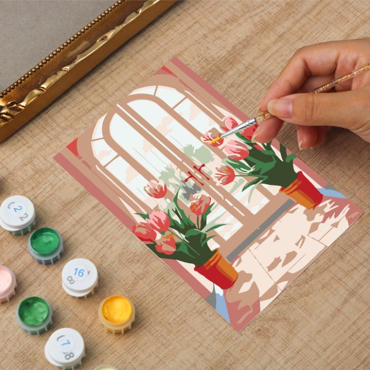 Mini Painting with Picture Frame – Tulips at the Door - Image 8