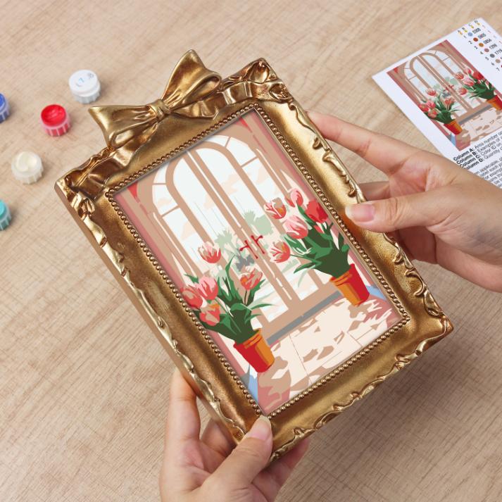 Mini Painting with Picture Frame – Tulips at the Door - Image 9