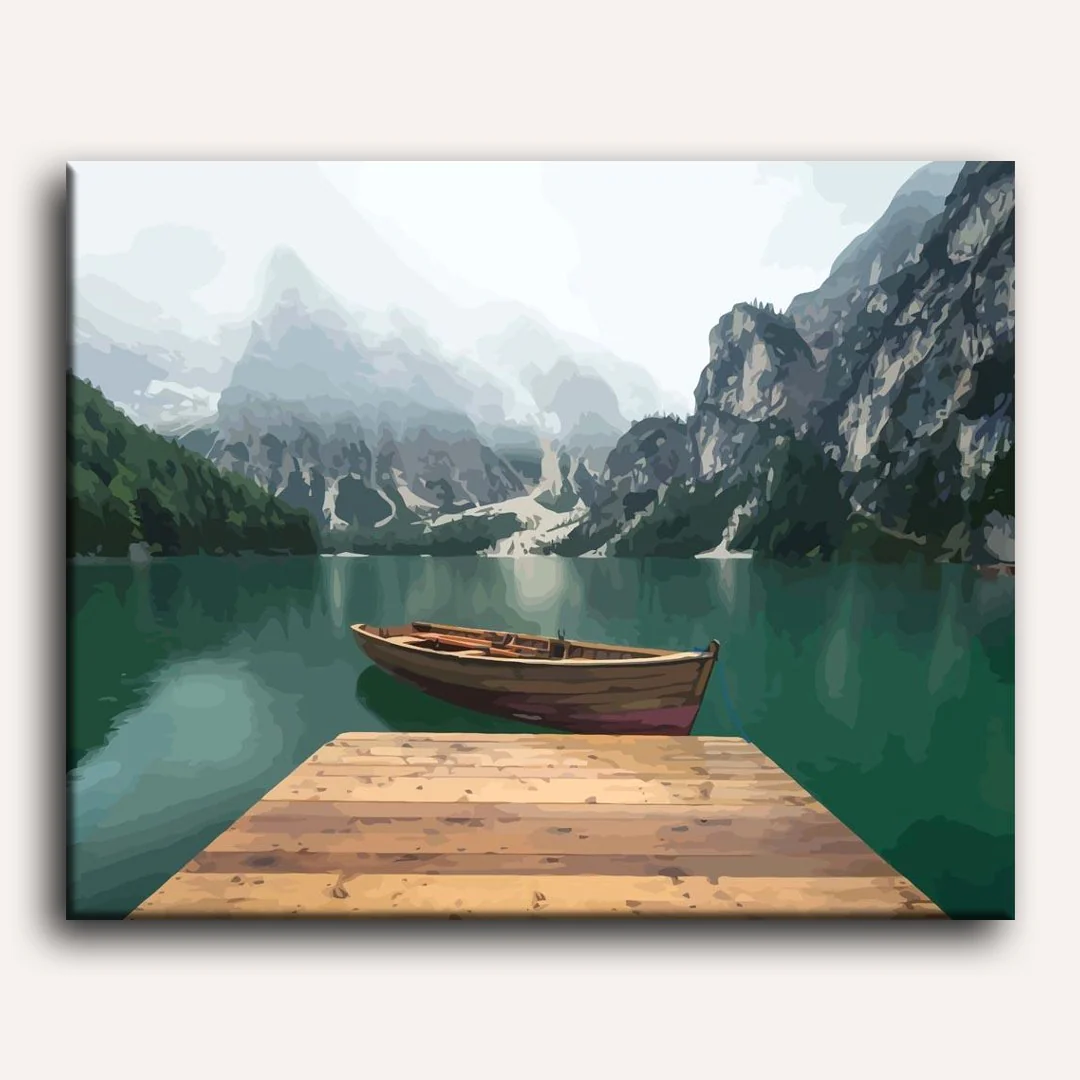 Mountains and Lakes in the Dolomites | Paint by Numbers - Image 2