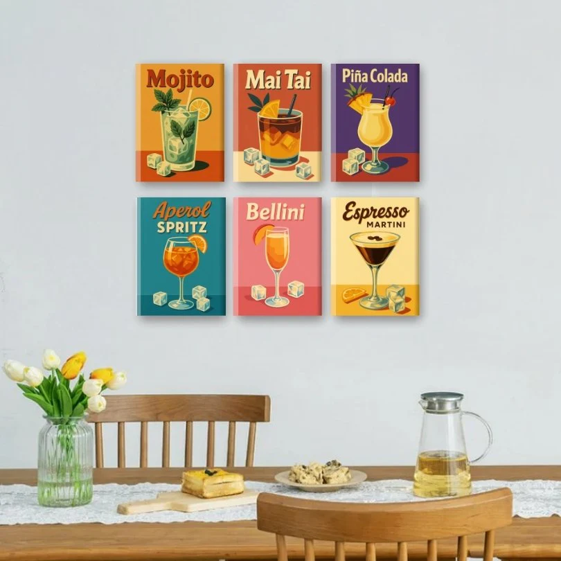 6 Mini Paintings - Old School Cocktail Set - Image 2