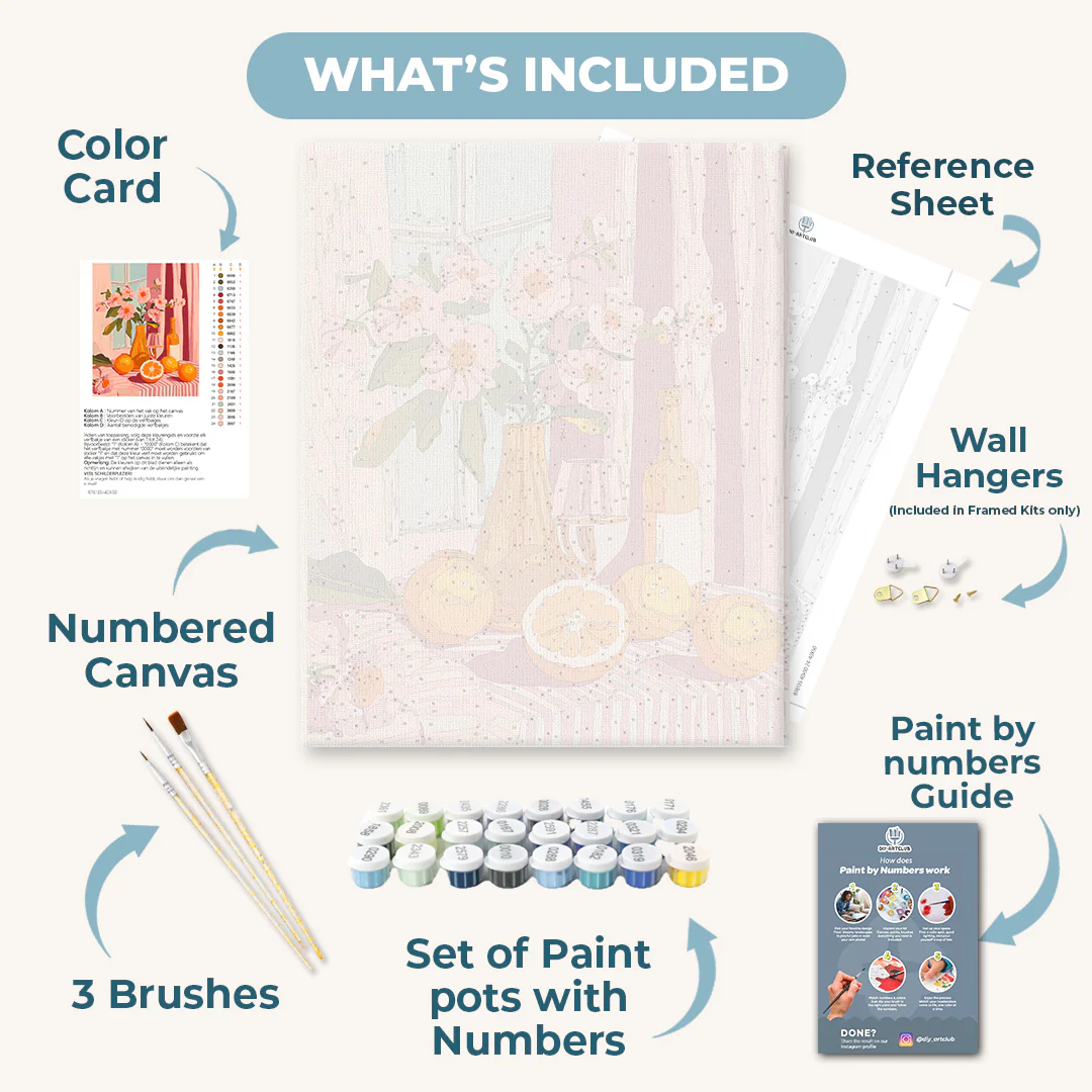 Orange Wine and Flowers | Paint by Numbers - Image 3