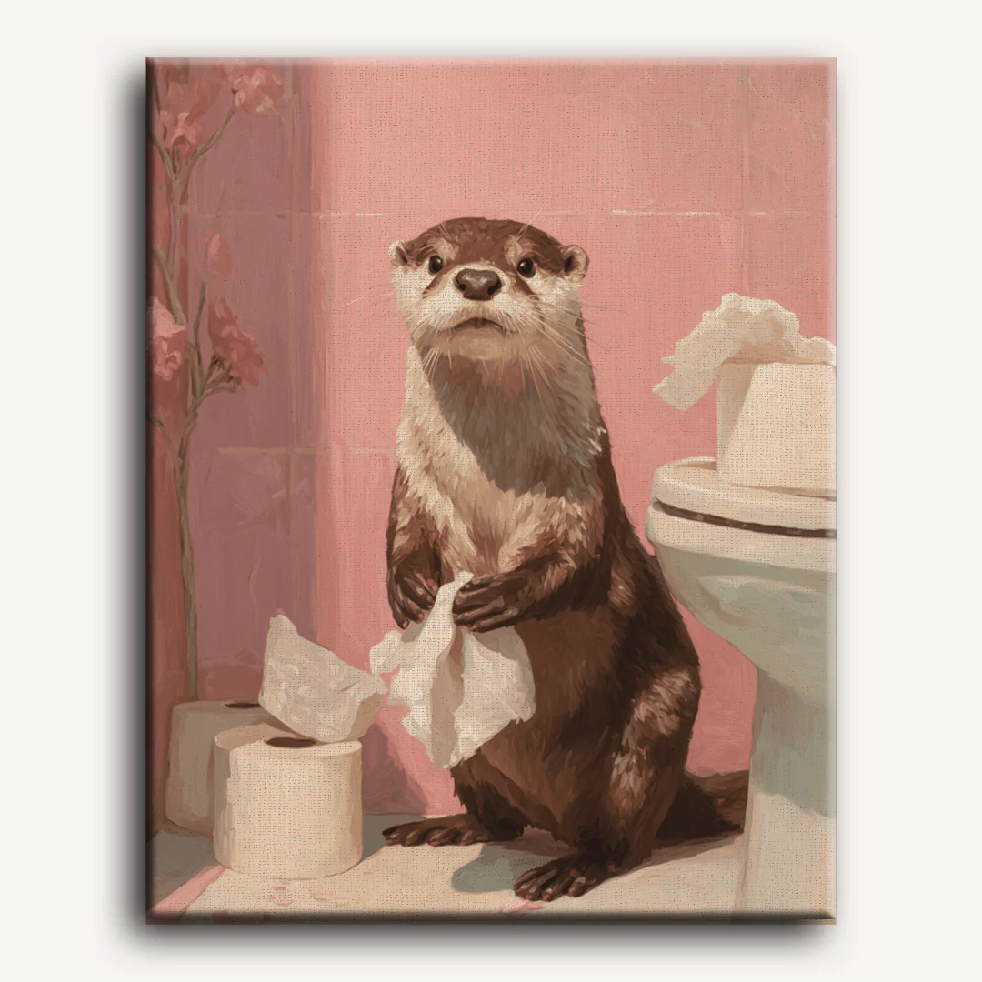 Otter in the toilet | Paint by Number - Image 2