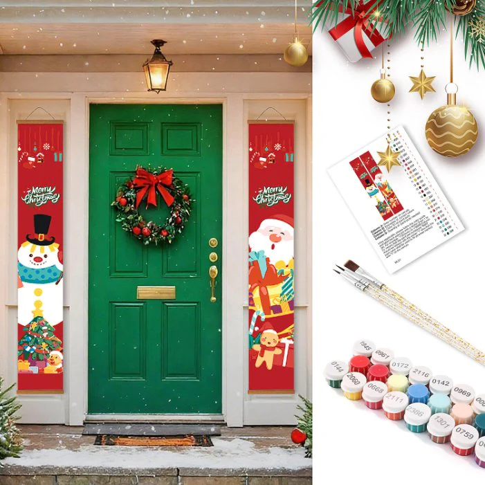 Paint-by-Number Door Panels – Santa & Snowman Set - Image 2
