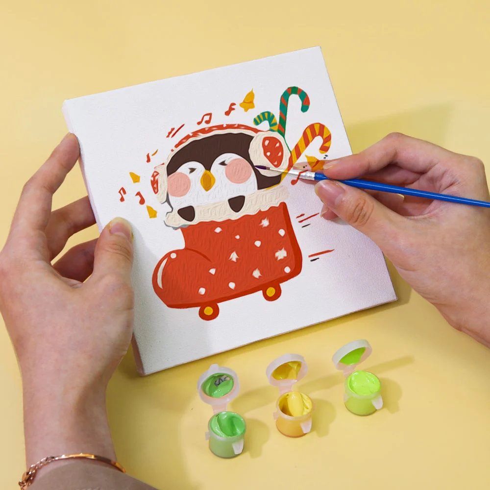 Paint by Numbers - 6 Mini Paintings | Christmas Penguins Set - Image 6