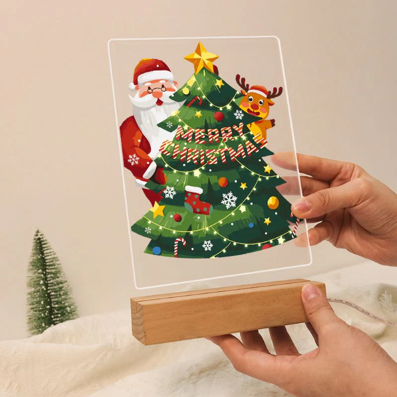 Paint by Numbers Christmas Lamp | Santa Claus and Reindeer Near the Tree - Image 7