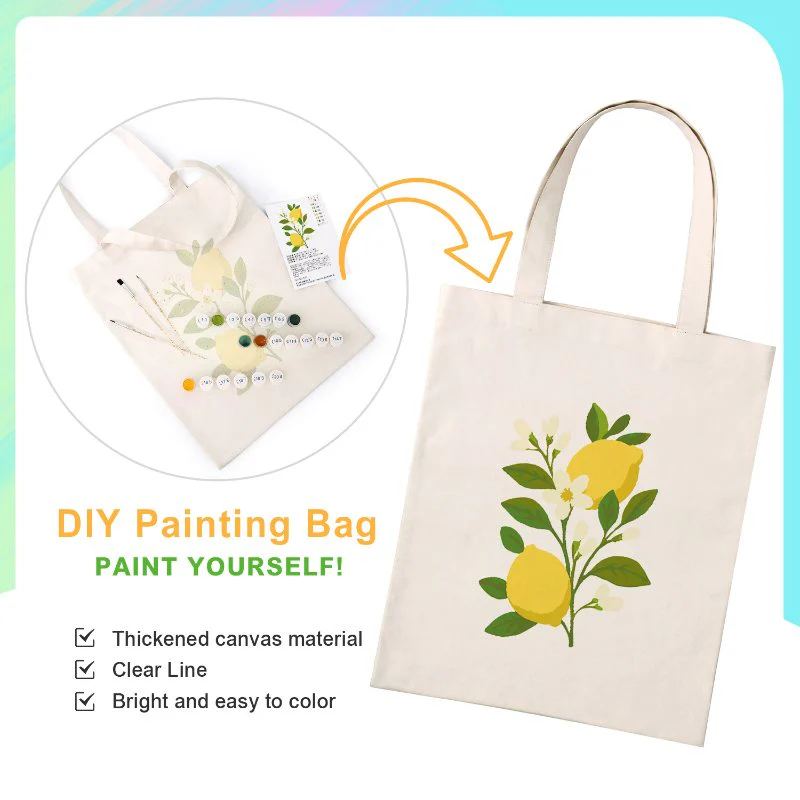 Paint by Numbers Totebag – Lemon Plant - Image 3