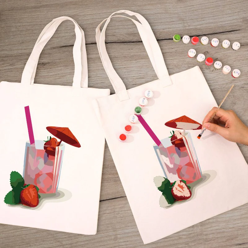 Paint by Numbers Totebag – Strawberry Daiquiri Cocktail - Image 5