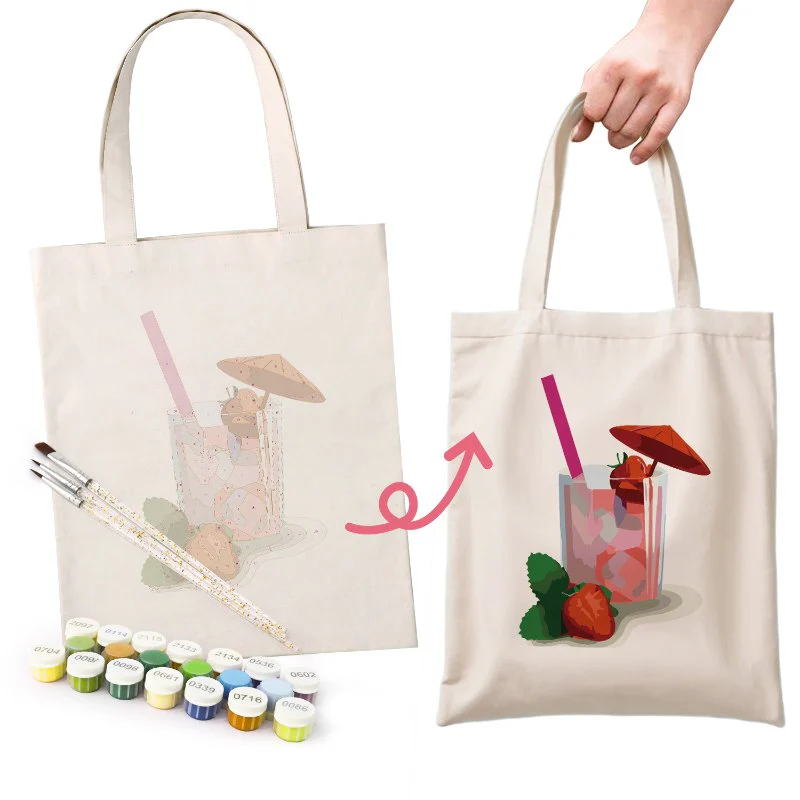 Paint by Numbers Totebag – Strawberry Daiquiri Cocktail - Image 6